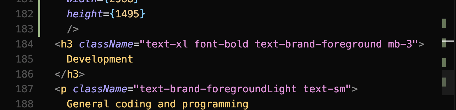 Screenshot of the code that runs this website