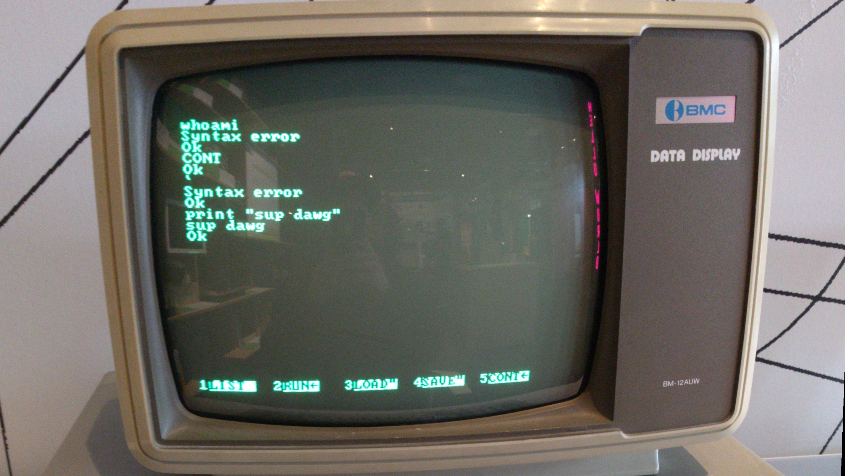 Computer console with some commands on it